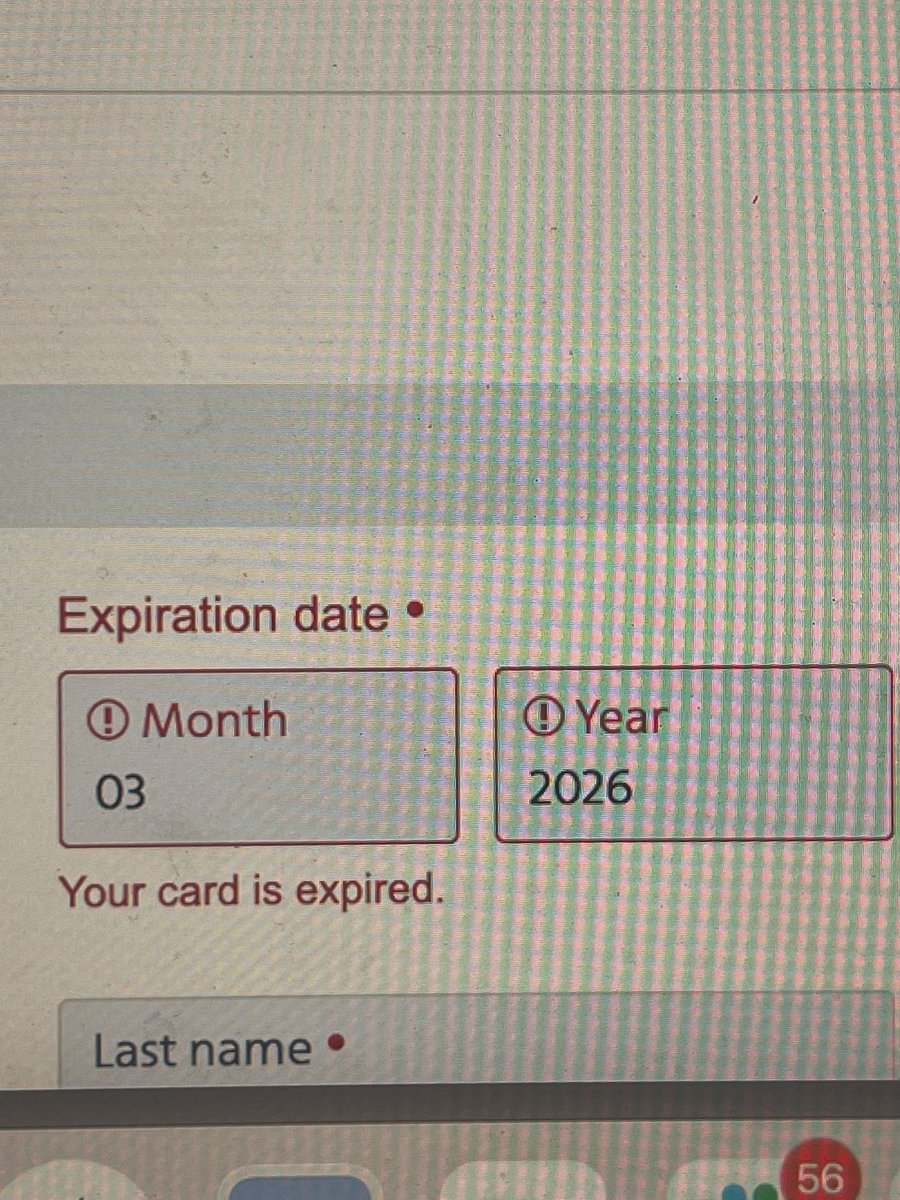 MollySloc's tweet photo. @AmericanAir website code issue:  expiration date showing expired for all years. Can not book seats https://t.co/xVDOz7hZ9b