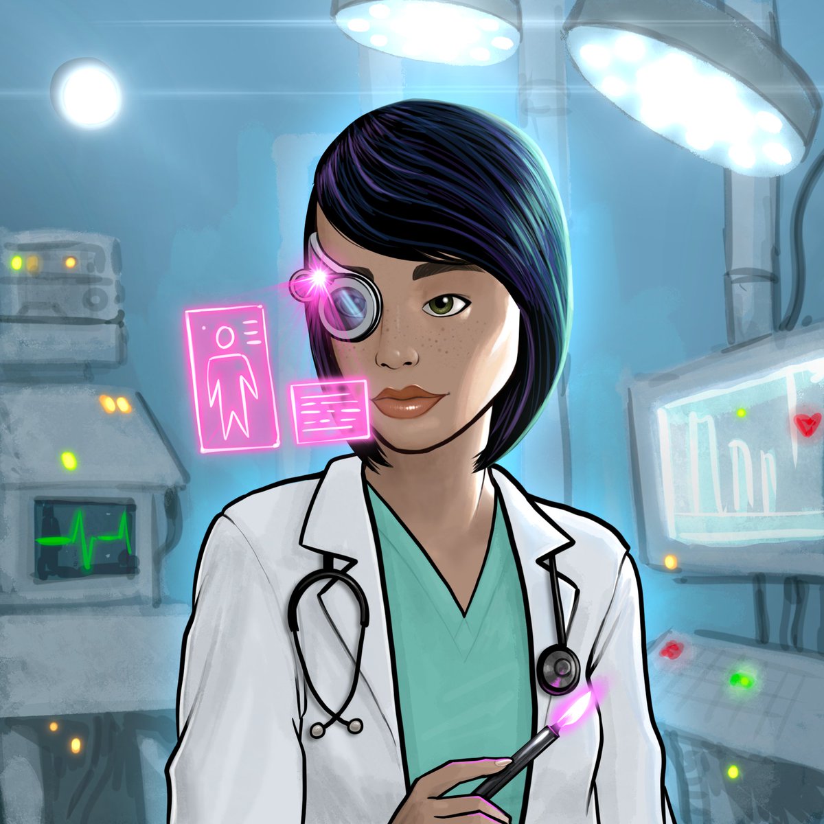 FortunityNFT's tweet photo. Take a look at the surgeon in her natural habitat!

#NFTs #NFTCollection #NFTCommunity #NFTGiveaways #Fortunity #nftwomen #Blockchain #digitalarts https://t.co/r7yEkJ9VMz