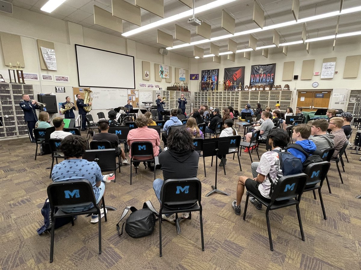 MontereyHSBand's tweet photo. Wind Ensemble and Symphonic Band students were treated to a fabulous concert by the Freedom Brass ensemble, a detachment of the @AFBandoftheWest https://t.co/hC5qXCZz4a