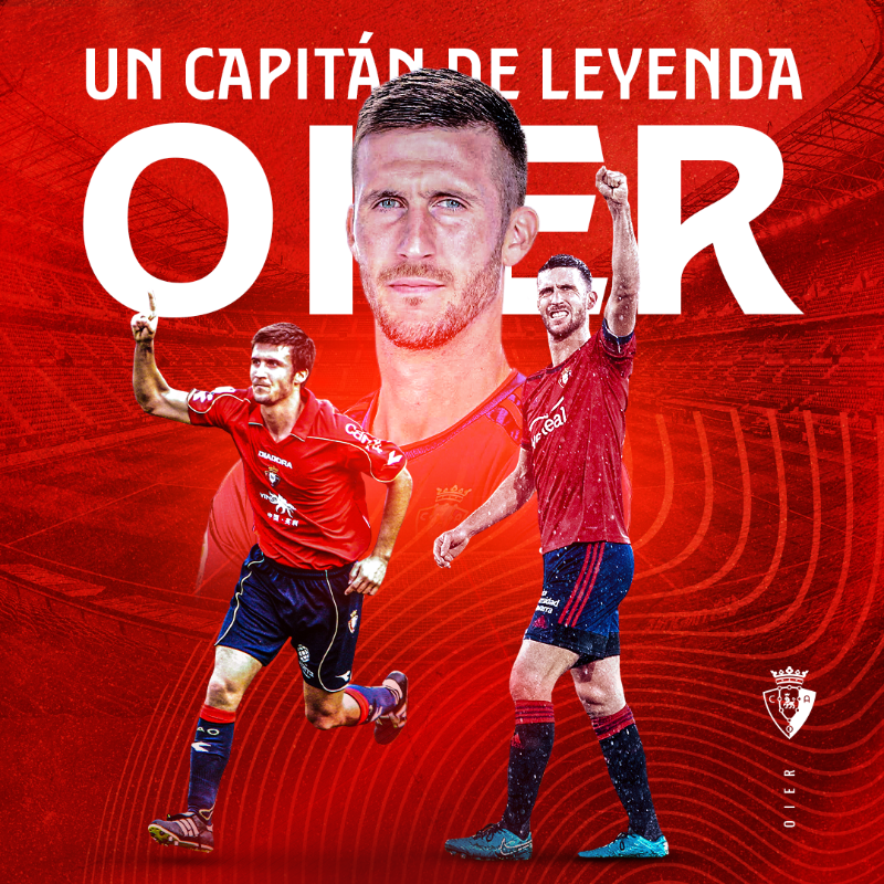 Osasuna's tweet photo. COMUNICADO OFICIAL | Oier no continuará en Osasuna la próxima temporada.

#UnCapitánDeLeyenda