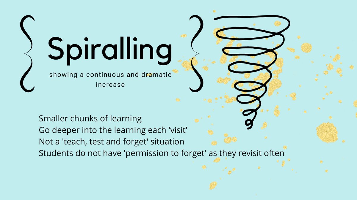 rochellemcd76's tweet photo. What is "Spiralling"? This week we dive into planning using SPIRALS of learning, rather than UNITS of learning. Think smaller chunks of learning, spread over an amount of time. Ss dive deeper into concepts with each visit they take.
#getthemthinking #buildingthinkers @GPCSD https://t.co/AwfCV6YnIl