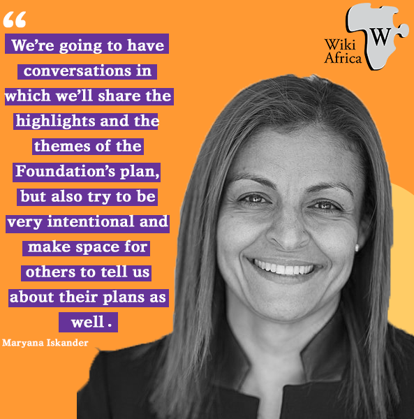 wikilovesafrica's tweet photo. Watch the CEO of @Wikimedia, @MaryanaIskander
here https://t.co/1mon5A6U3z share approach towards the Annual planning, during the @wikiafrica Hour episode 12.
#WikiAfrica #WikiAfricaHour #Wiki #Wikimedia2030 #ceo #wikipedia #plans #Wikimedia https://t.co/ycHCJV9ogu