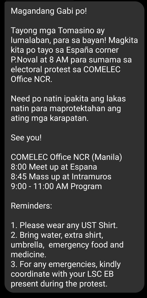 varsitarianust's tweet photo. CSC Secretary Arnet Paguirigan tells the Varsitarian that the council is behind the circulating message (screenshot below), but the initiative was launched by the UP Diliman University Student Council. https://t.co/8eU91maexR