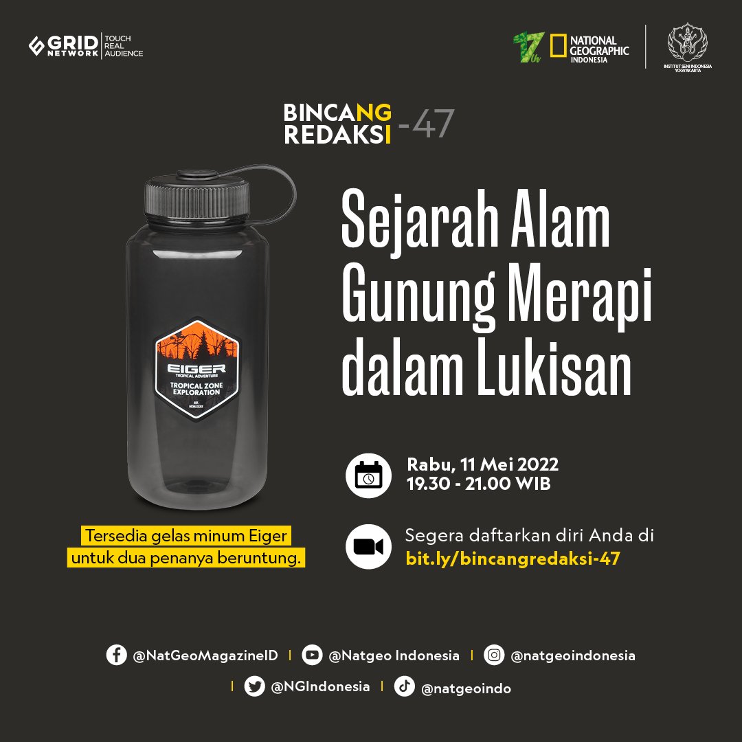 Bincang Redaksi-47: Sejarah Alam Gunung Merapi dalam Lukisan. Mengungkap sederet lukisan aktivitas vulkaniknya sepanjang 1800-1930. Menyelisik sumbangan salah satu pelukisnya yang terlupakan, Abdullah Suriosubroto. 

🔓Silakan mendaftar: bit.ly/bincangredaksi…