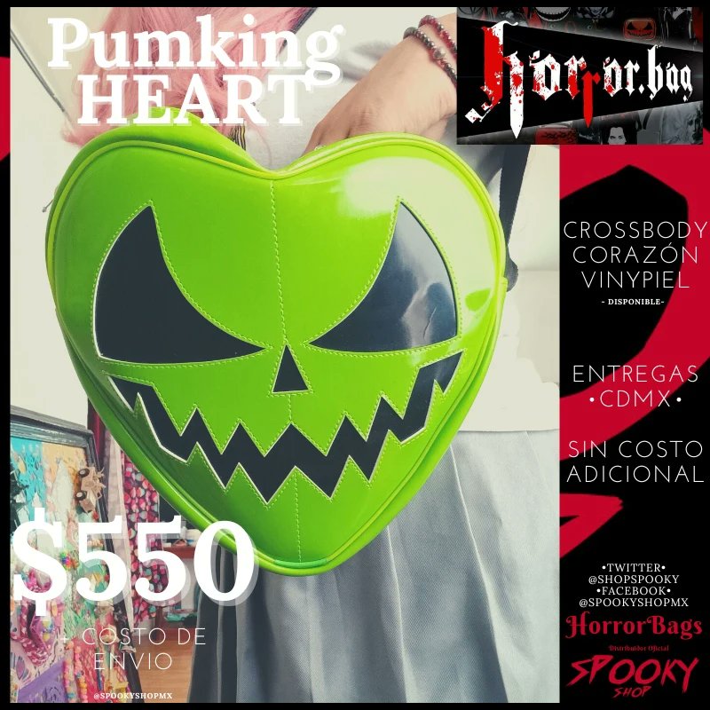 ShopSpooky's tweet photo. ∆•Crossbody de Vinypiel en forma de Corazón con relieve de Vinypiel con cara de Calabaza•∆

$550 + Costo se Envio

ENTREGAS •CDMX• SIN COSTO ADICIONAL

#HorrorBags #horrorfans #horrorart #horrortime #horrorday #horrorgirls #halloween
#halloweeneveryday #halloweentime https://t.co/37UxYh9bDc