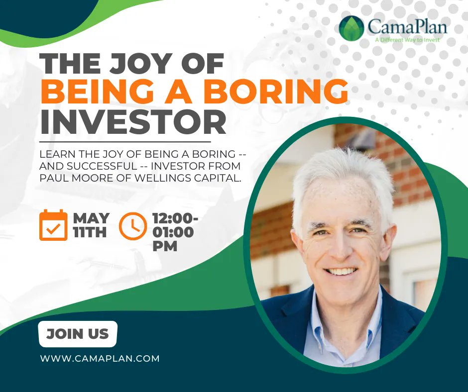 CamaPlan512's tweet photo. Learn the joy of being a boring -- and successful -- investor from Paul Moore of Wellings Capital. Register now https://t.co/HlLM4hDe87

#freeevent #CamaPlan #investment #financialfreedom #getinthedriverseat #bethebank #401k #selfdirected #IRA #realestate https://t.co/NTDUFxg7n2