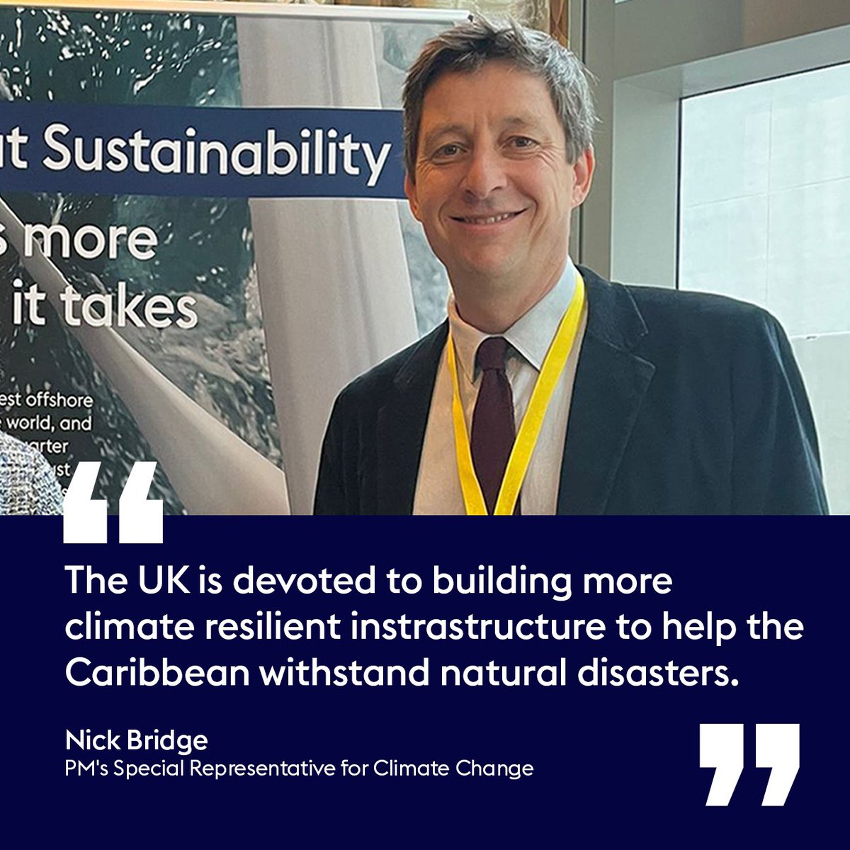 UKinCaribbean's tweet photo. ♻️ Some of the strongest renewable capacity is expected in Latin America &amp; the Caribbean.
 
At #CREF22, @UKClimateEnvoy Nick Bridge spoke about the UK’s £400m+ development programme in the Caribbean — of which over 80% is supporting the region in tackling climate change impacts. https://t.co/DBaigqi6PD