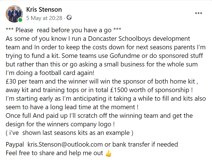 ksten79's tweet photo. Any local businesses looking for potentially cheap sponsorship opportunities (albeit some luck needed ) please feel free to message me 👍
Also please feel free to RT to help us out ! 
#grassrootsfootball #sponsorship #gottobeinittowinit https://t.co/KQ4XShm7Yo