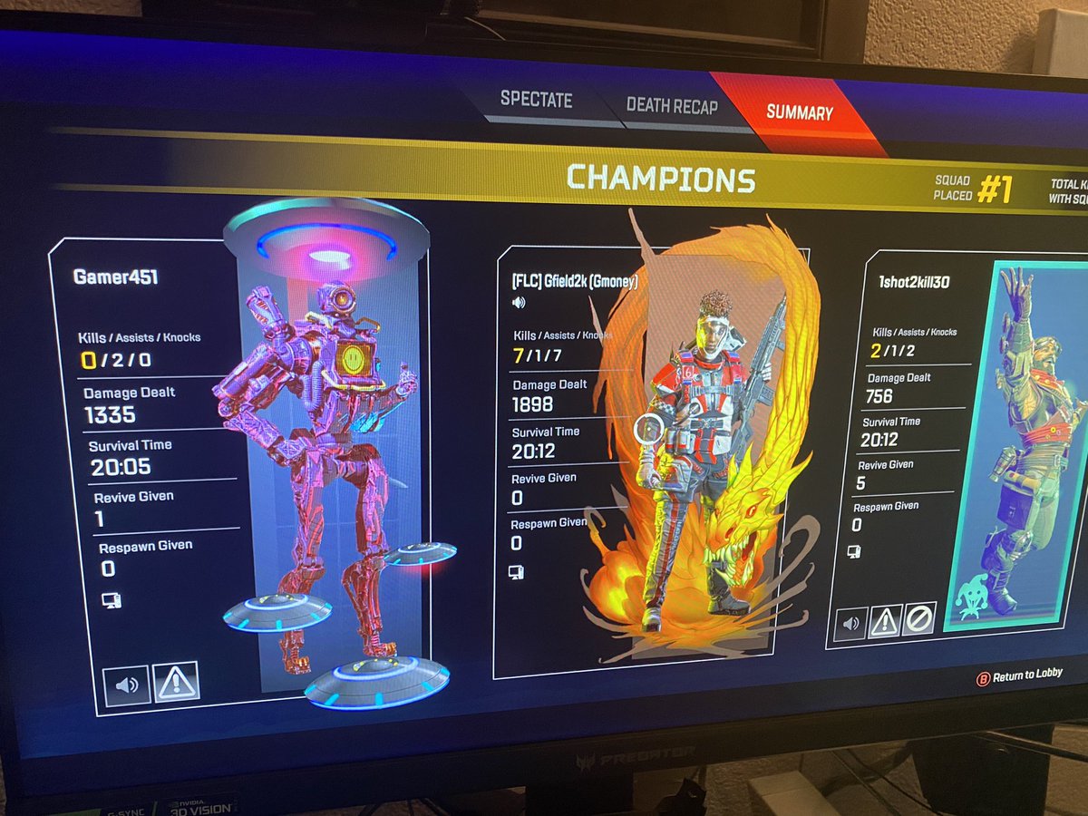gfield42k's tweet photo. Can’t believe it’s been two months playing this game. I owe it all to @KingRichard an @Jus_Reloaded. An a honorable mention to @draynilla. For viewing them play this games for countless hours. @PlayApex I’m hooked. Look at me carrying a team, #controllerplayers https://t.co/cDjkzrmH37