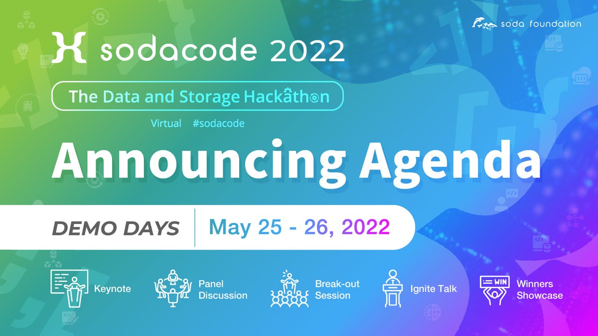 We are thrilled to announce the agenda of #SODACODE Demo Days, which will take place on May 25 - 26, 2022. 
Register to join us today and get a chance to win a SODACODE T-shirt!
👉Check here to register and explore the detailed agenda:
events.linuxfoundation.org/sodacode/