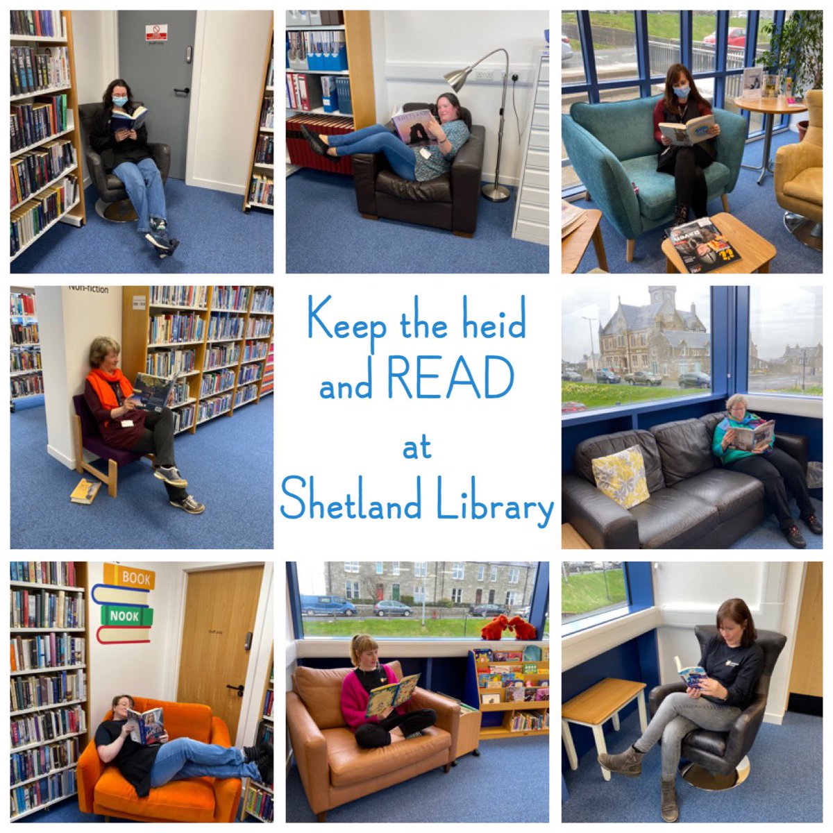 ShetlandLibrary's tweet photo. #MentalHealthAwarenessWeek 
Just 6mins of reading a day can reduce your stress levels up to 68%. 😌📖
Pledge to read for 6mins this Wed 11th May to kick-start a great habit. 🧘🏻‍♀️📚
Enter your pledge here https://t.co/c5x22CkXdR 
We hae plenty o comfy perches! #keeptheheidandread https://t.co/VDEIyveOyu