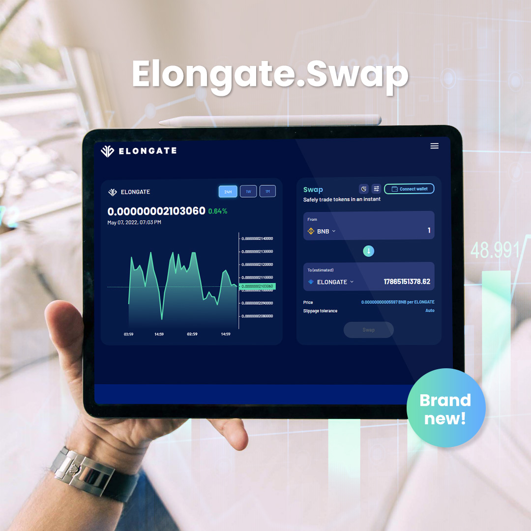 The new EG Swap is here!🚀

🆕 swap.elongate.cc

⭐New Design &amp; UI
⭐Integration of Price Chart with 24H, 1W and 1M pricing
⭐Support for EG, BNB, BUSD
⭐Ability to add more partner tokens
⭐Dark Mode support
⭐Ability to buy BNB directly (now includes users in USA)