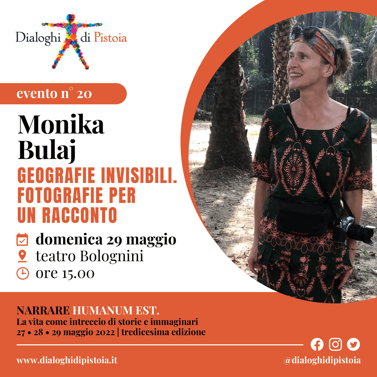 DialoghiPistoia's tweet photo. [Monika Bulaj]
Geografie invisibili. Fotografie per un racconto 
📆 domenica 29 maggio, ore 15.00
📍 teatro Bolognini, Pistoia 
🎫 info e biglietti: https://t.co/oumDpjKblI
#DialoghiPistoia #NarrareHumanumEst 
@FondCaript @Comune_Pistoia @MonikaBulaj https://t.co/fohCQnKrqC