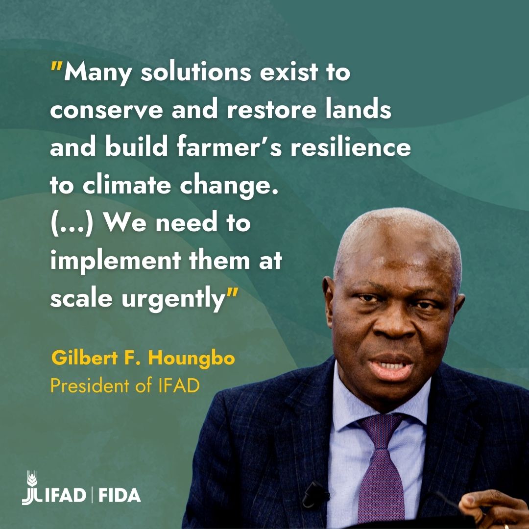 IFAD's tweet photo. We have the chance to work together to protect &amp; restore our land - and it's a chance we cannot miss.

@IFADPresident | #COP15 https://t.co/RvQsdfG1pp