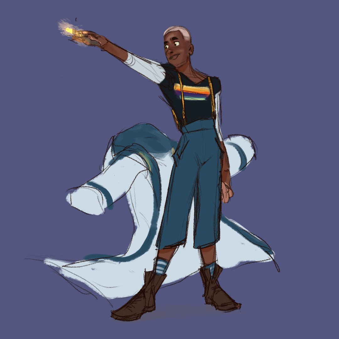 BlueGreenDay96's tweet photo. 14th Doctor! Really quick doodles of 14 post regeneration in 13's outfit and some explorations of outfits, so excited to see Ncuti as the Doctor :D 

#doctorwho #14thdoctor #NcutiGatwa #doctorwhoart #fanart https://t.co/h4itD6P6Eb