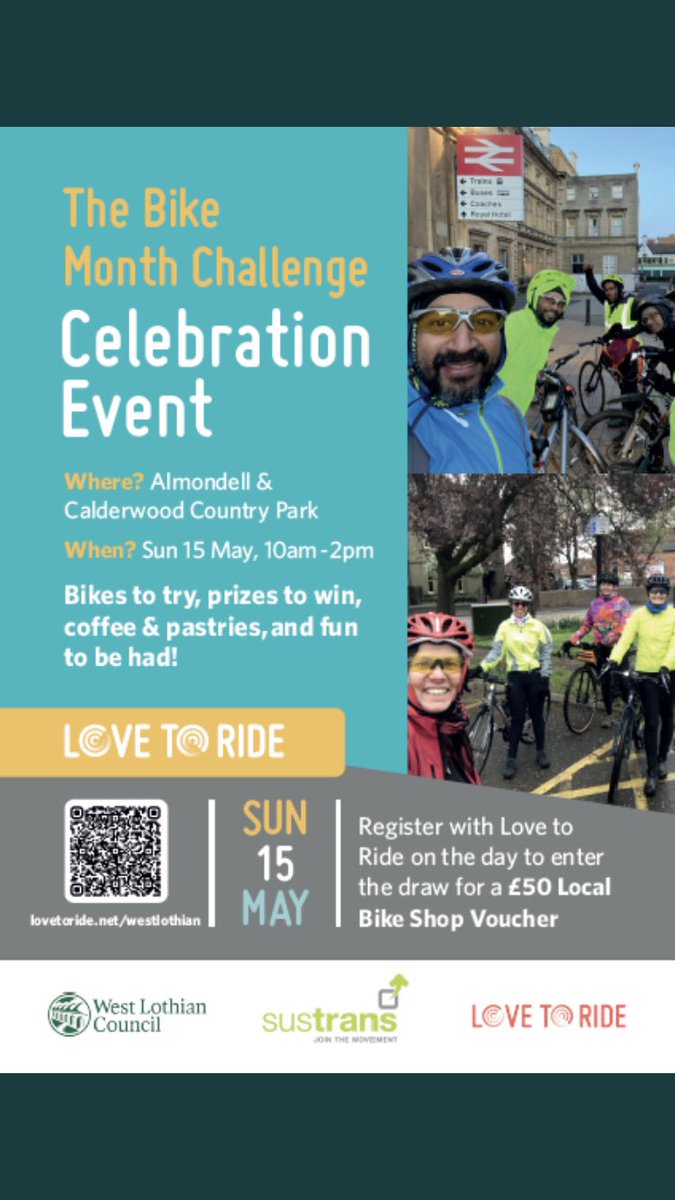 williamstonps's tweet photo. Sustrans and I Bike are holding a Love to Ride event this Sunday at Almondell Country Park.Why not cycle along as there is a chance to win a bike shop voucher! #whatmatters https://t.co/rHPRJPXXOY