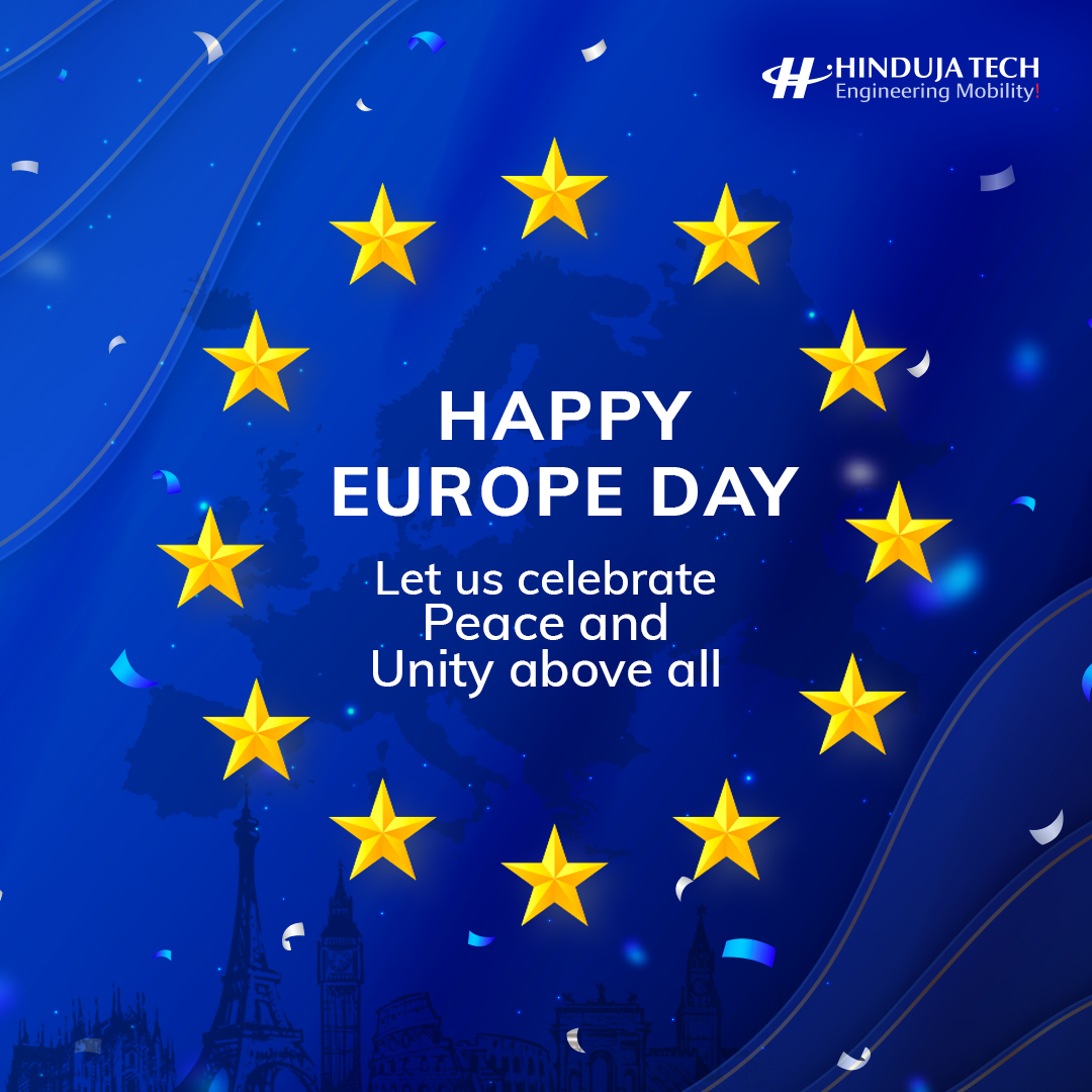 hindujatech's tweet photo. Let us celebrate Peace and Unity above all.
Happy Europe Day!
#EuropeDay #EuropeDay2022 #EU #EUDay #Europe #9May #FrugalEngineering #ElectricVehicles #EngineeringMobility #AutomotiveTechnology #AutomotiveIndustry #ManufacturingIndustry #OEM #HindujaTech https://t.co/DijEbq4vQJ
