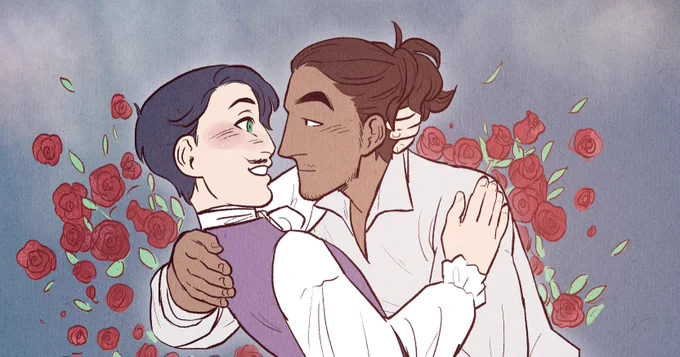 on this #webcomicday i'd like to introduce you to my boys, isran and theuden, whose adventures you can follow by reading my queer webcomic HEIR'S GAME :3 