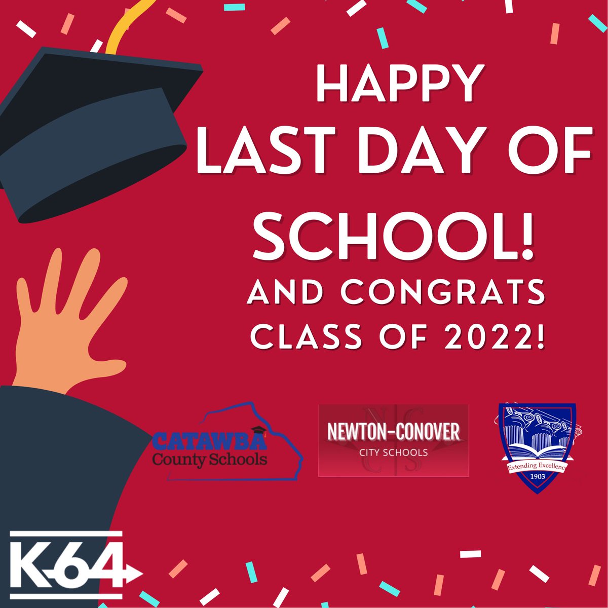 K64Learning's tweet photo. Happy last day of school to all students in @catawbaschools, @hickoryschools, @NCCSschools !
And congratulations to our 2022 graduates!
#privateschools #k64learning #LDOC https://t.co/3goekrHCBq