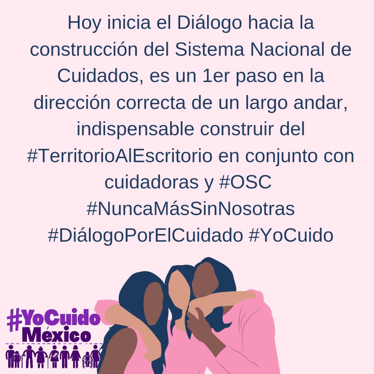 Hoy inicia el Diálogo hacia la construcción del Sistema Nacional de Cuidados,es un 1er paso en la dirección correcta de un largo andar,indispensable construir del #TerritorioAlEscritorio en conjunto con cuidadoras y 
#OSC 
#NuncaMásSinNosotras #DiálogoPorElCuidado
@inmujeres