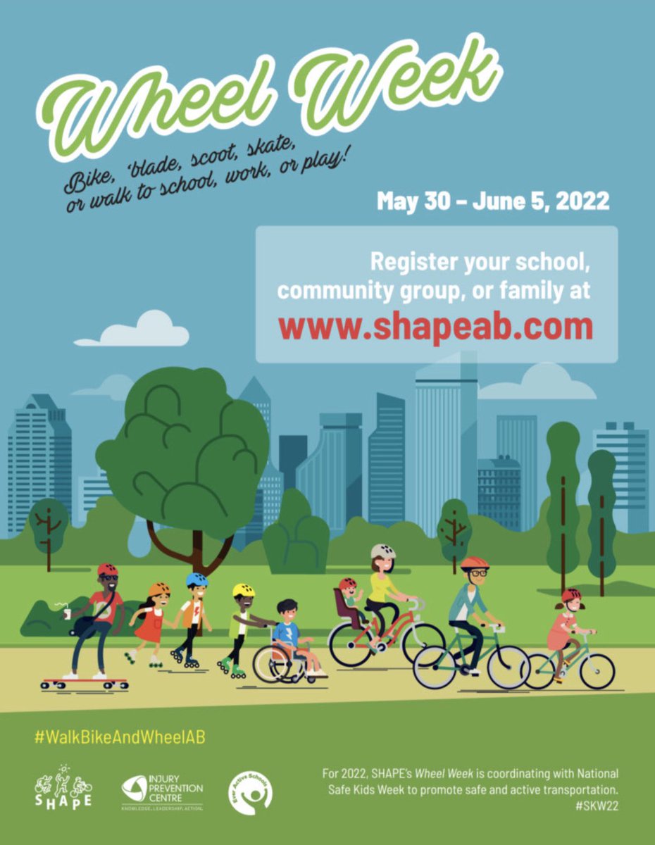 albertaHPEC's tweet image. Wheel Week is just a few short weeks away! What will be your mode of transportation? Register your community group or school using the link below 👇                         bit.ly/3yJkWB8                    @SHAPE_Alberta #Wheelweek