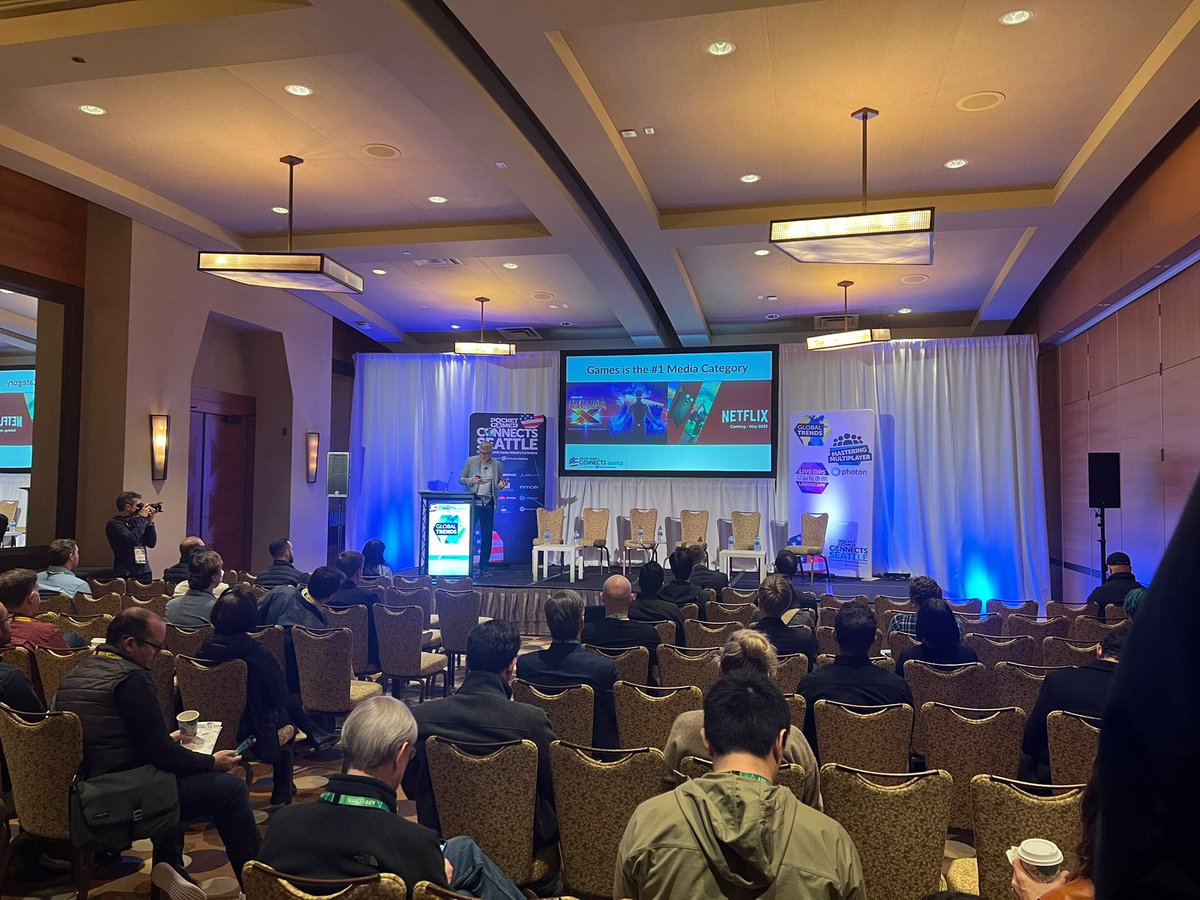 BigPurplePro's tweet photo. Day 1 of pocket gamer in Seattle. 3 rooms all streamed out with remote speakers. https://t.co/rbSOmv9Nzi