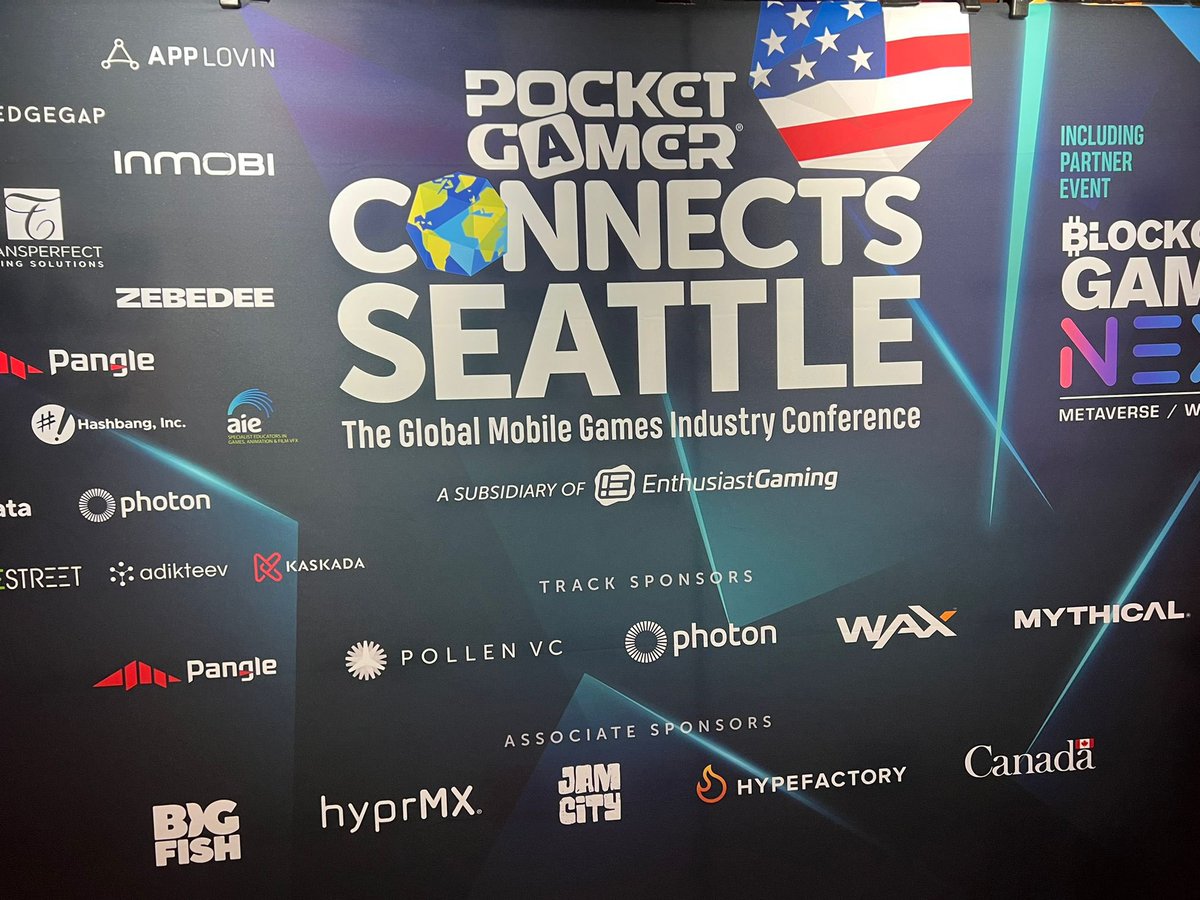 BigPurplePro's tweet photo. Day 1 of pocket gamer in Seattle. 3 rooms all streamed out with remote speakers. https://t.co/rbSOmv9Nzi