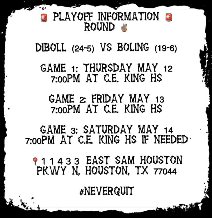 Dibollbsb's tweet photo. 🚨ROUND ✌🏼 PLAYOFF INFO 🚨 https://t.co/g1USprycUt