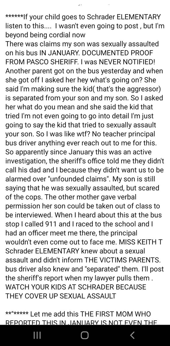 RebeccaYuengli2's tweet photo. @pascoschools yet another parent complaint about a sexual assault.  The community would like an through investigation into this. 
Who is looking out for the children? 
@MrsHardingPasco @bluewatersdeep @CountOnColleen @educationfl @PascoWatch https://t.co/08aIDEs33y