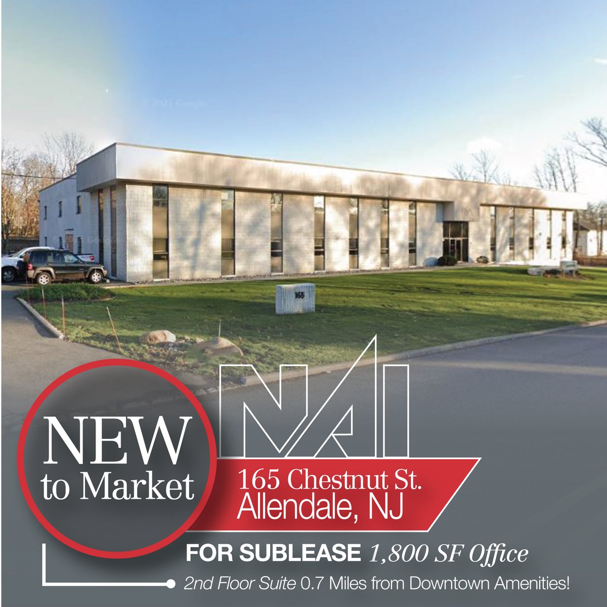 NAI_Hanson's tweet photo. 165 Chestnut Street in #AllendaleNJ is now #ForSubLease! Contact #CRE brokers Jonathan Kristofich and Cameron Silverstein for more details on this 1,800 SF #officespace. https://t.co/GLt7uqyeIX