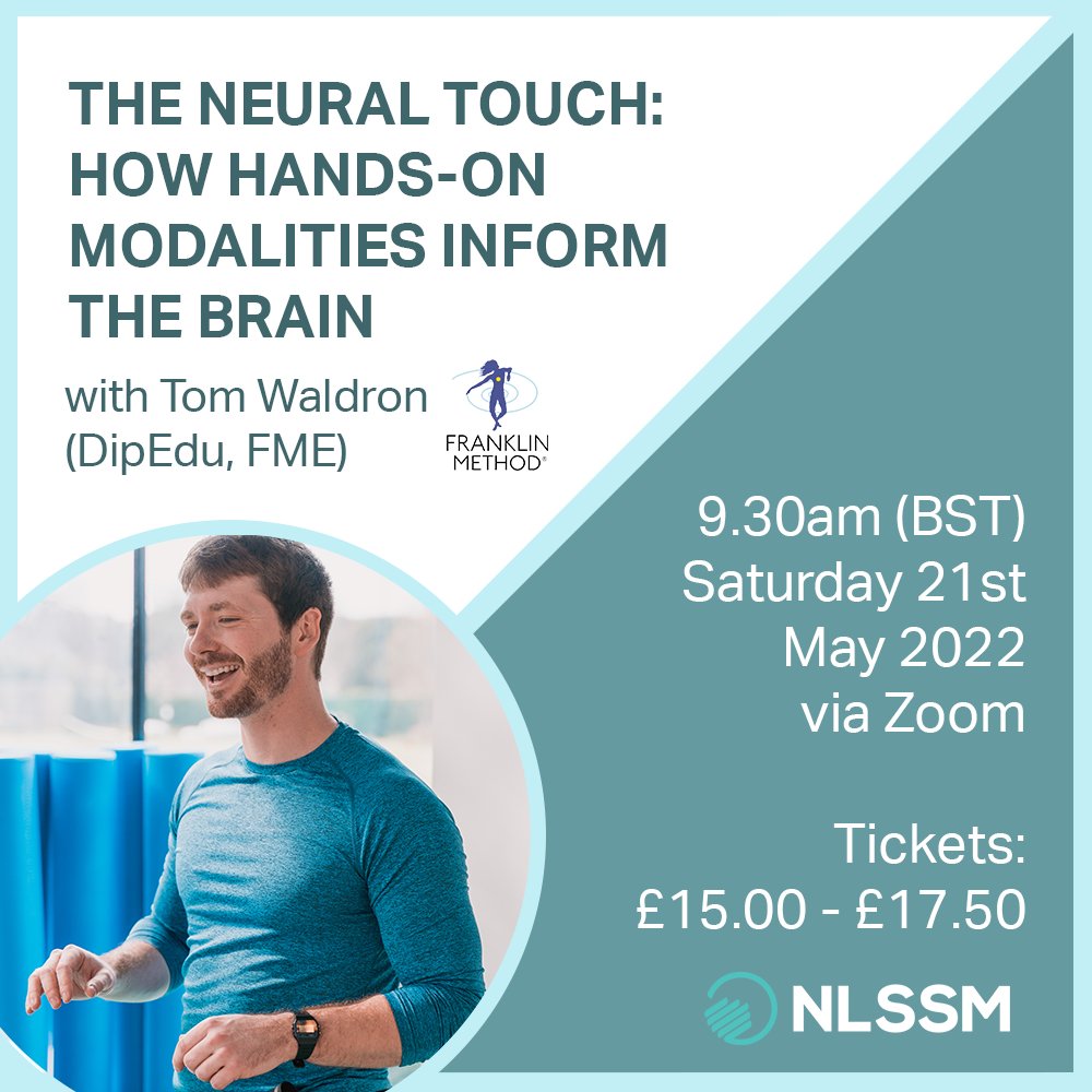 Upcoming webinar with the fantastic Tom Waldron!

The Neural Touch: How Hands-on Modalities Inform the Brain (Underpinned by Franklin Method® imagery and material)

⏰ 9.30am
📅 Saturday 21st May 2022

Find out more: nlssm.com/video-library/…