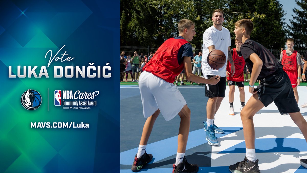 The NBA has recognized @luka7doncic as a finalist for the #NBACommunityAssist Award! We are thankful for him &amp; his commitment to supporting his community 👏

RT to vote for Luka Doncic or by tweeting #NBACommunityAssist + #LukaDoncic!

Mavs.com/Luka

Voting ends May 14!
