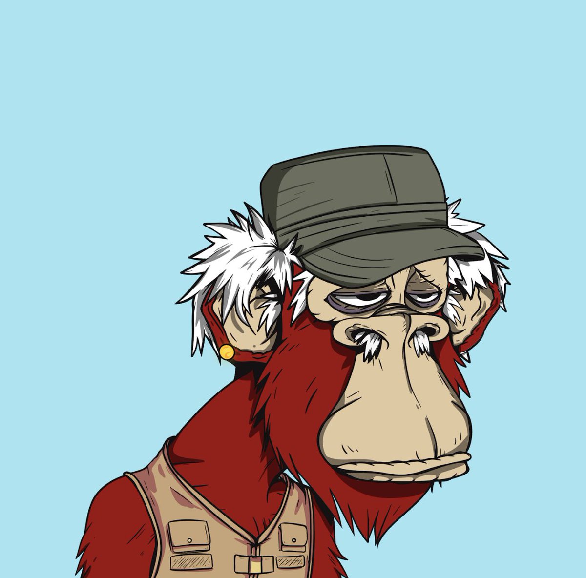 omgiTzZigma's tweet photo. Grandpa Red is tired af. Lol but fresh af with the gold earrings #GACC #GrandpaApeCountryClub #MACC #MutantApeCountryClub #NFT #Bitcoin #ETH #Putin #Altcoins https://t.co/DaQzBCGQmx