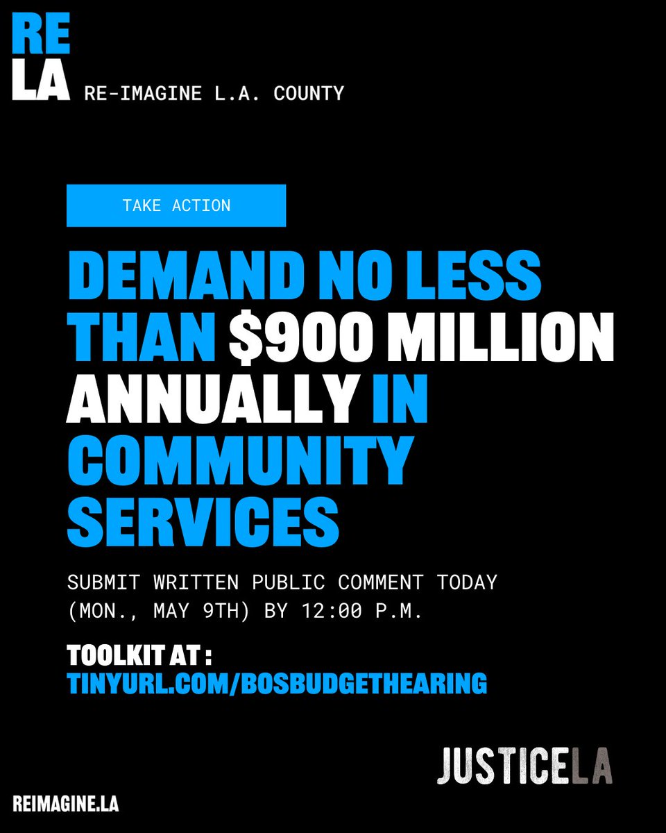 CALL TO ACTION!
Last month, the County CEO's recommended budget recommends ONLY $200M to Care First initiatives, continuing to fall drastically short of the $900M annual investments we all demanded in 2020.

We need you: submit written public comment TODAY BY 12 PM.