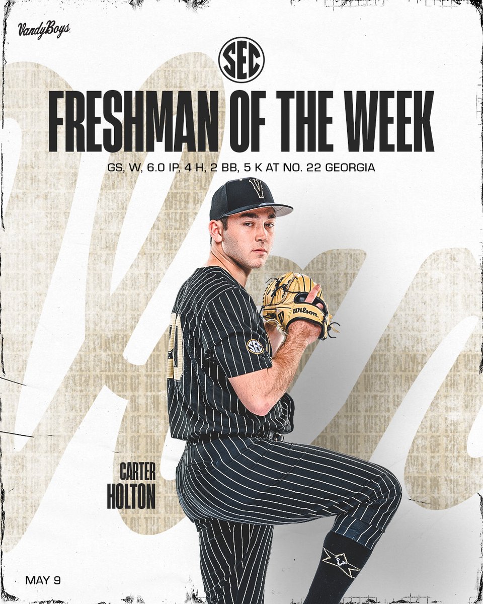 Weekly conference honors for the freshman lefty. 💪

#VandyBoys | #AnchorDown