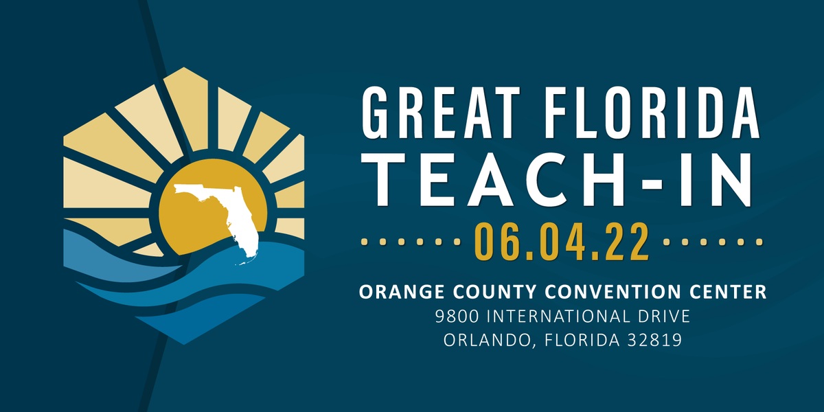 REGISTER TO ATTEND FLORIDA’S 2022 GREAT FLORIDA TEACH-IN

The annual statewide, onsite job fair will be held on Saturday, June 4 from 9:30 a.m. to 2:00 p.m. (EDT) at the Orange County Convention Center in Orlando, FL.

Register Now: bit.ly/greatfloridate…