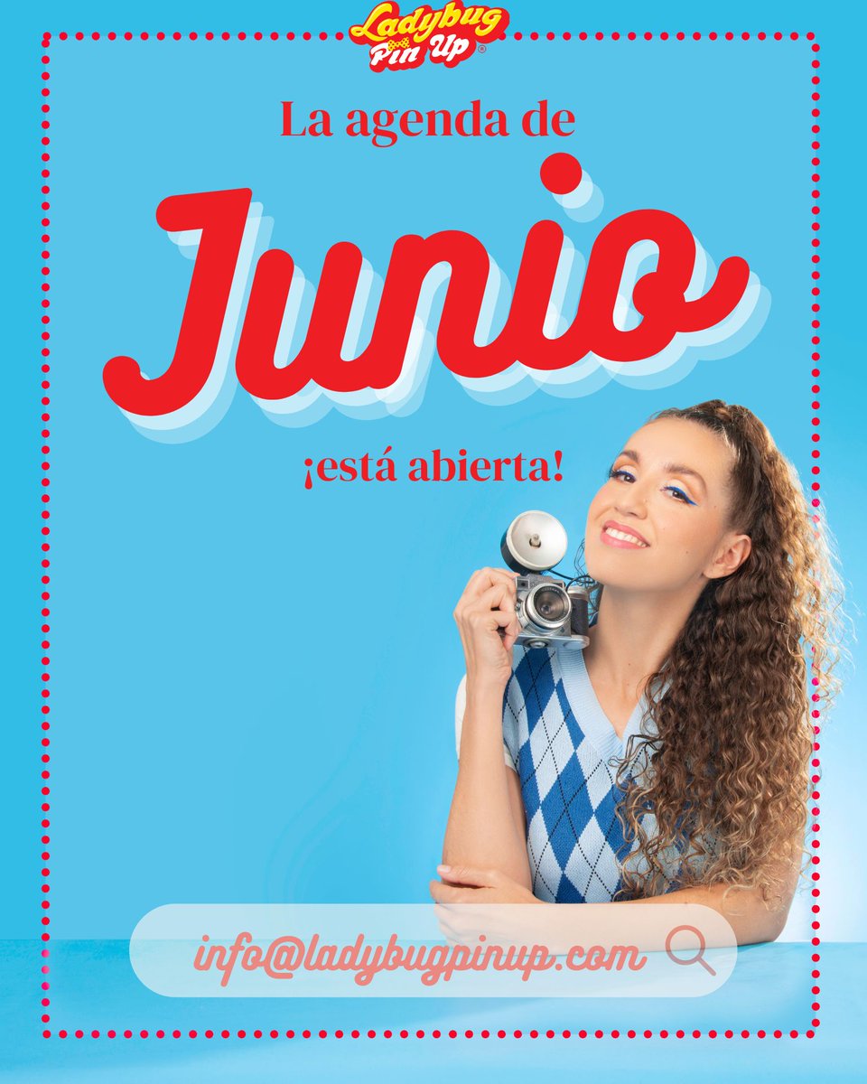 LadybugPinUp's tweet photo. ¡La agenda de JUNIO ya está disponible para reservas! Recuerda que siempre trabajamos la agenda con 1 mes de antelación. Escríbenos con tiempo al correo indicado en la foto. 📩info@ladybugpinup.com https://t.co/LTcgV6W5oZ