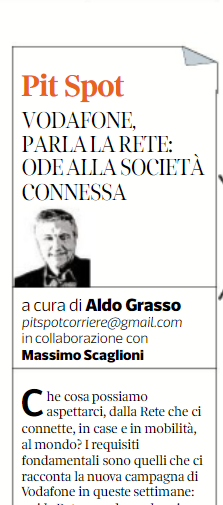 VodafoneMediaIT (@vodafonemediait) on Twitter photo Su <a href="/L_Economia/">Corriere L'Economia</a> Pit Stop di Aldo Grasso sulla campagna #Vodafone sulla Rete, che è stabile e inarrestabile: “due caratteristiche di cui sentiamo sempre più di avere bisogno”. Uno spot che è "un'ode alla società connessa". Su <a href="/L_Economia/">Corriere L'Economia</a> Pit Stop di Aldo Grasso sulla campagna #Vodafone sulla Rete, che è stabile e inarrestabile: “due caratteristiche di cui sentiamo sempre più di avere bisogno”. Uno spot che è "un'ode alla società connessa".