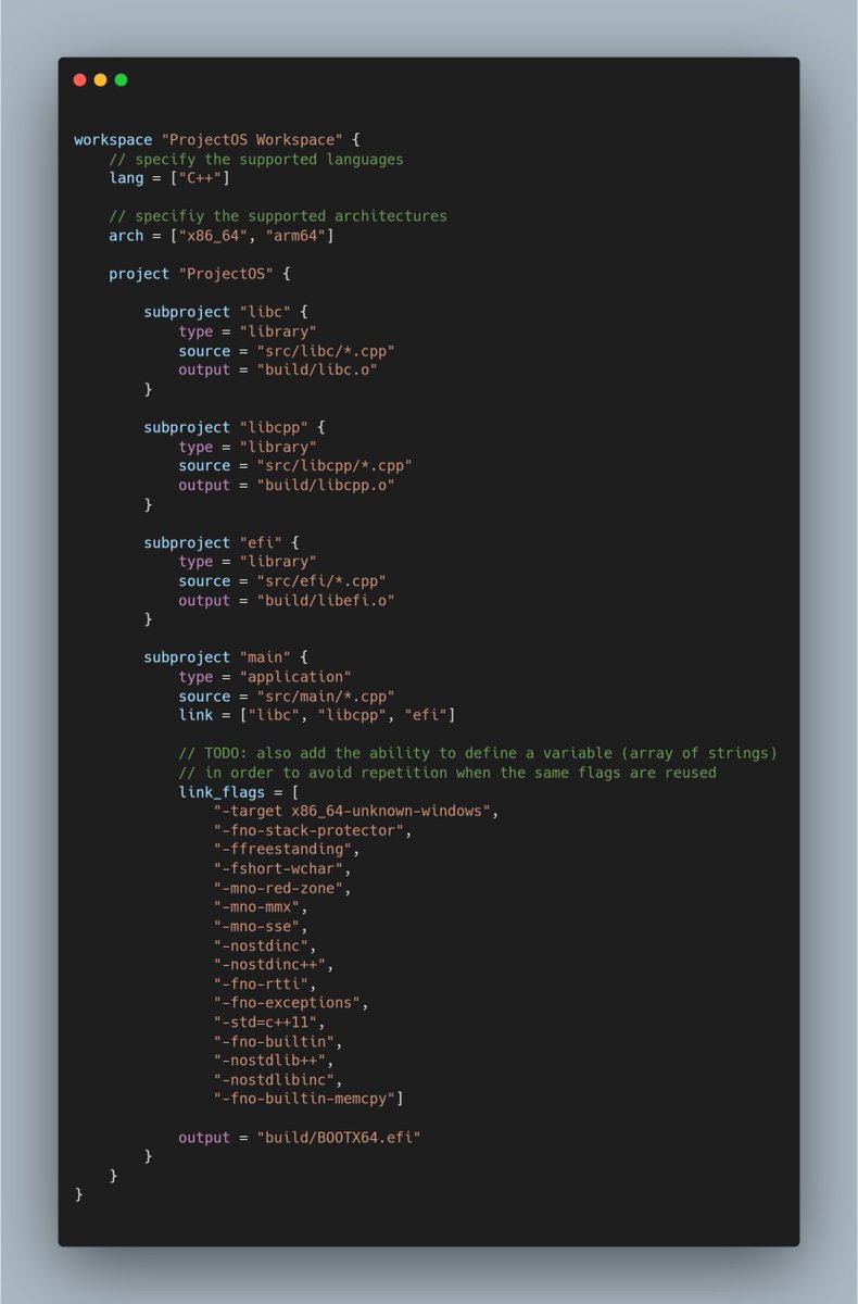 Afterback_'s tweet photo. Pseudo-code for a basic build script for a research project "ProjectBuilt" that aims to manage building and generating projects for different IDEs and build systems such as Ninja.
#programming #cpp https://t.co/OmMcyfF5gz