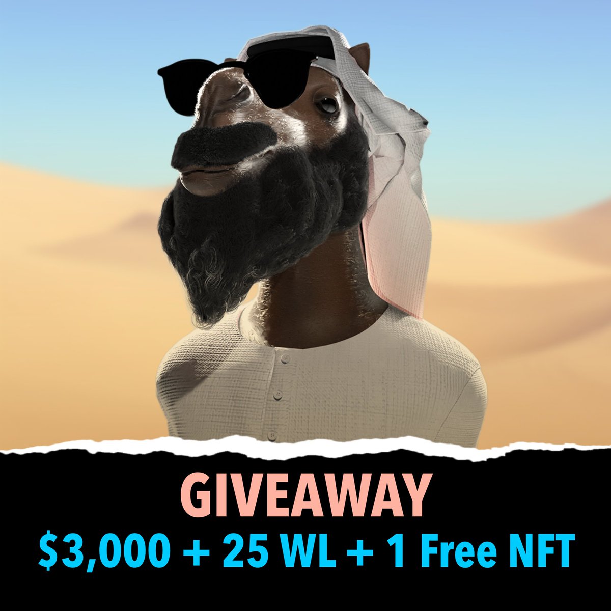 GemsScope's tweet photo. 🚨HUGE GIVEAWAY ALERT🚨

- $3,000 💸
- 25 presale spots
- 1 Free NFT 🐪

To enter the giveaway:

- Follow @hala_club 
- RT, Like, Tag friends

Winners will be announced on Monday, May 16 in their Discord - you must be there to win! https://t.co/J45BIAUOu9