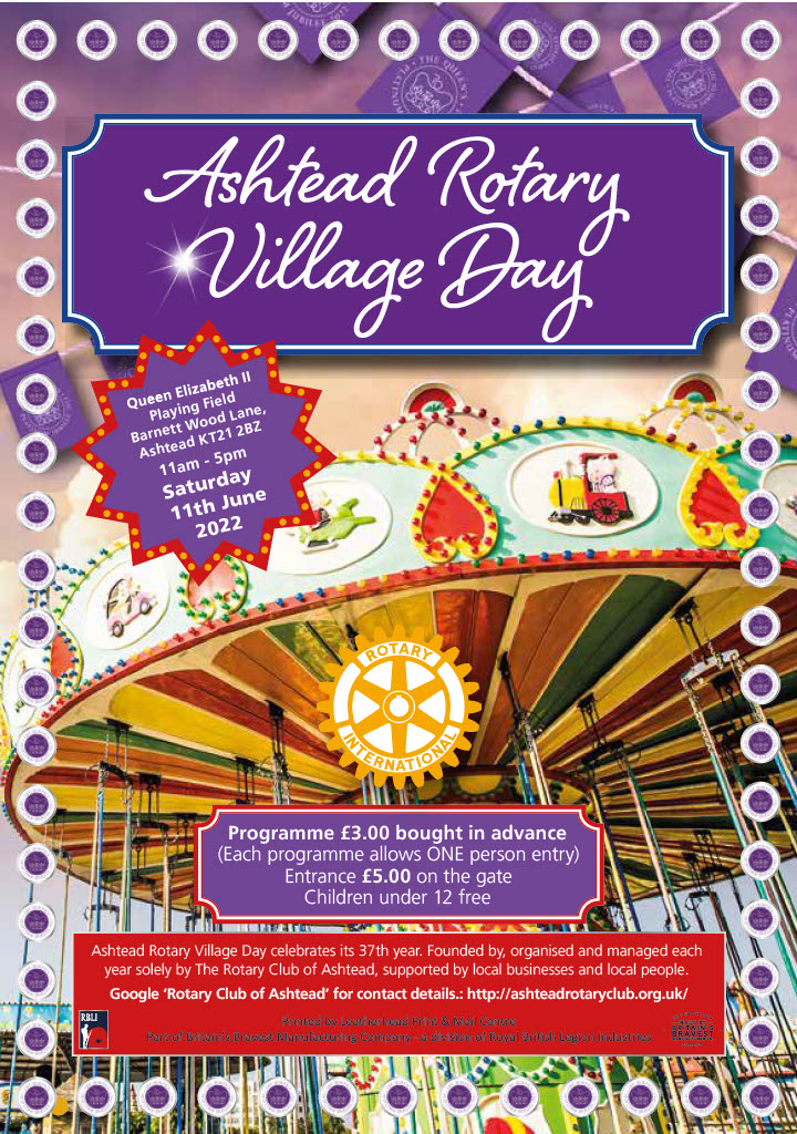 AshteadRotary (@ashteadrotary) on Twitter photo Ashtead Rotary Village Day, Saturday 11th June 2022. Full day event, packed with entertainment for the whole family! Main arena shows, lazer clay pigeon shooting, funfair, stalls, dog show and more... Tickets on sale soon so save the date! <a href="/pr_rotary/">RotarySouthToday</a> Ashtead Rotary Village Day, Saturday 11th June 2022. Full day event, packed with entertainment for the whole family! Main arena shows, lazer clay pigeon shooting, funfair, stalls, dog show and more... Tickets on sale soon so save the date! <a href="/pr_rotary/">RotarySouthToday</a>