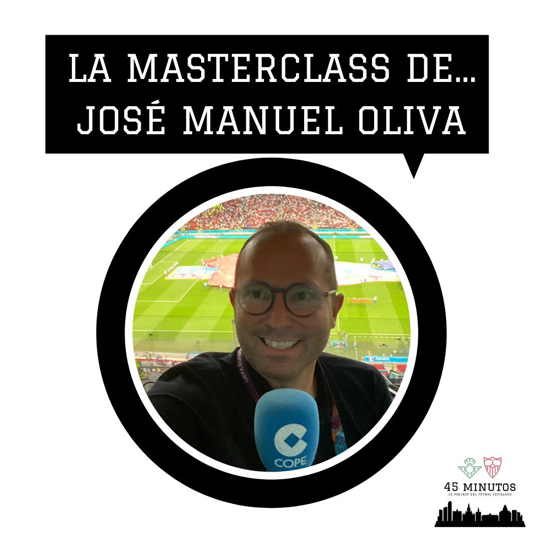 45_minutos_'s tweet photo. 💃🏼 ¡Esperemos que hayáis pasado una buena Feria!
🙌🏼 ¡Hoy volvemos! Y lo hacemos con una de las voces más conocidas del fútbol sevillano. Hoy, a partir de las 21h, tendremos #LaMasterclass con @jmolivacope en el #45Minutos1x11 https://t.co/vTUaJO6TeW