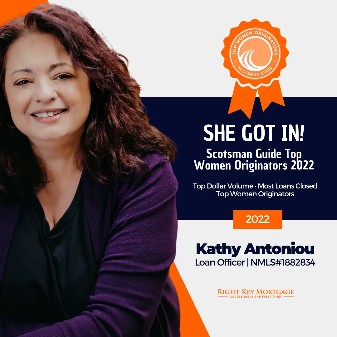 We love to see! Join us in congratulating Kathy Antoniou for making the Top Women Originators list in Scotsman Guide! 
What a fantastic achievement! 🌟

.
.
#GoRightKey #ScotsmanGuide #ScotsmanGuideWomen #LoanOfficer #HardWork
