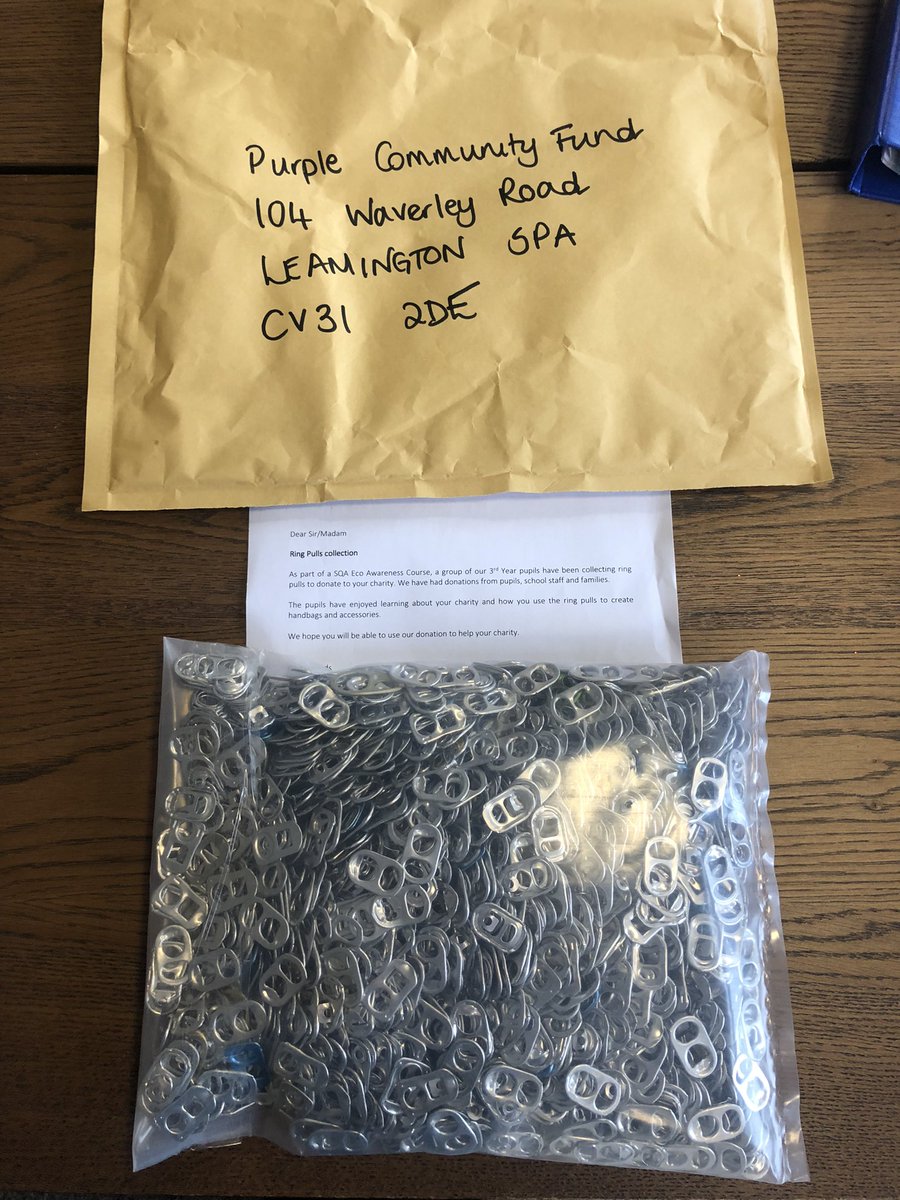 The S3 Life Skills group would like to thank pupils, staff and parents for collecting ring pulls for <a href="/PCF_UK/">PurpleCommunityFund</a>. They have packaged &amp; posted today. Great team effort 👍🏼 <a href="/theparkmains/">Park Mains High</a>