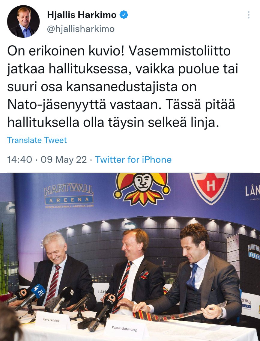 kasvismafioso's tweet photo. Hjalliksen erikoiset kuviot.

#HjallisHarkimo #LiikeNyt #Venäjä #Putin #RomanRotenberg #HartwallAreena https://t.co/UNAcjlytVm