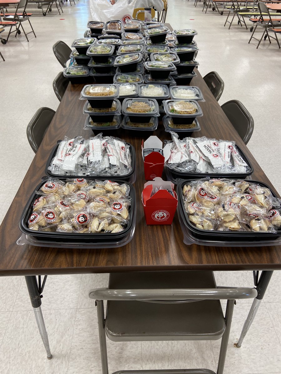 Thank you <a href="/DonorsChoose/">DonorsChoose</a> and <a href="/PandaExpress/">Panda Express</a> for feeding the entire staff at <a href="/VanStoryHills1/">Jimmy Mask</a>.  #pandaexpressraefordroadrocks #ccsgifted #donorschoose