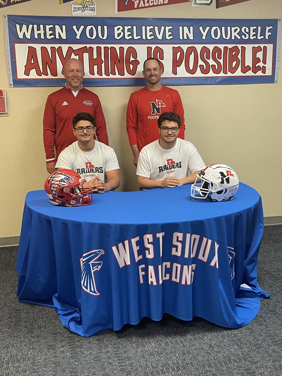 WestSiouxCSD's tweet photo. Congrats to Leo &amp; Mario! They will be continuing their education &amp; playing football next year at Northwestern. #westsioux https://t.co/vBbAhCm0wL