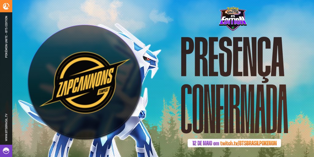 Última equipe divulgada no dia de hoje e a 13° até o momento é a Zap Tempest da <a href="/zap_cannons/">ZAP Cannons ⚡</a> 💚

Por hoje é só galera, amanhã vamos mostrar seis times pra vocês, fiquem ligados nas nossas redes 👀

Siga o canal:
🟢Twitch.tv/btsbrasilpokem…

#PokemonUNITE #Pokemon