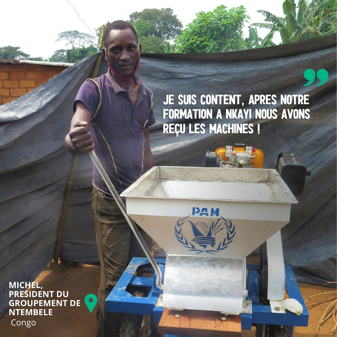 PamCongo's tweet photo. Aujourd’hui c’est la journée de l’Europe ! un grand merci à @UeCongoBrazza @EU_Partnerships 🇪🇺 pour son soutien aux agriculteurs au 🇨🇬 ! Le projet #ProManioc les accompagne dans la transformation du manioc en ses produits dérivés au niveau local. https://t.co/jtWIy5mtGL