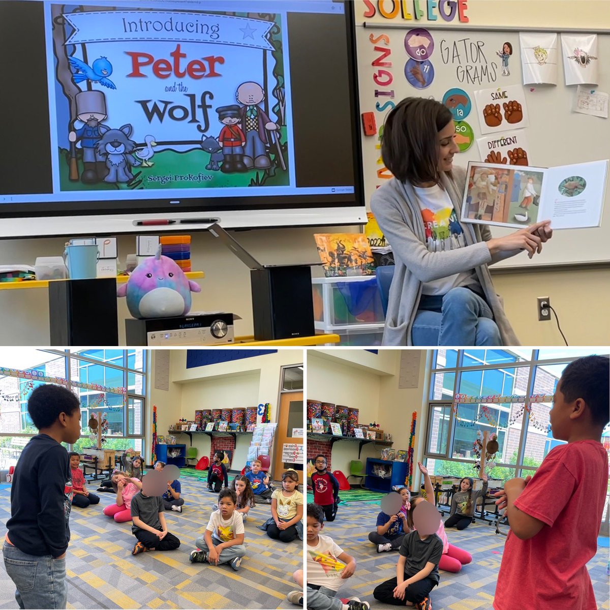 After learning the musical themes last week, students made and shared predictions about the story #PeterandtheWolf. I read the story along with the music to see if anyone was correct. Next, we’ll color our story pinwheels and watch the movie! <a href="/GulphPBIS/">Gulph PBIS</a>